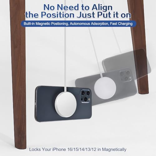 Magnetic Wireless Charger Duo for i Phone 16/15 Series – Fast 15 W Mag Safe Charging with 20 W USB-C Power Adapter – 6 ft Dual Pack for Seamless Compatibility with i Phone 16 Pro/Max, 15 Pro/Max, 14/13/12 Models & Air Pods – Enhanced Safety Features & Superior Magnetic Alignment for Optimal Performance