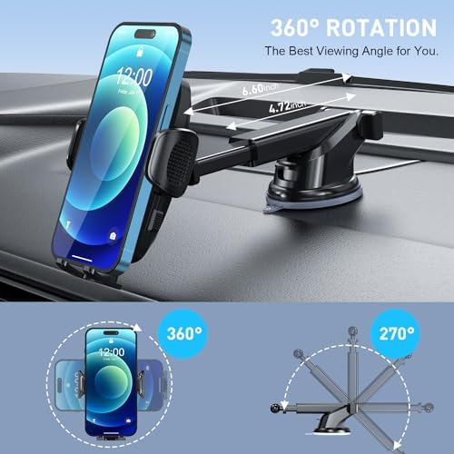 TEKING Advanced Car Phone Holder with Reinforced Metal Hook – Universal Air Vent Mount for i Phone 15/14/13/12 Pro Max & Samsung S24 Ultra – Sleek Translucent Design for Enhanced Aesthetics & Secure Smartphone Fit (120-75 mm) – Effortless Tool-Free Installation & Ultimate Hands-Free Convenience