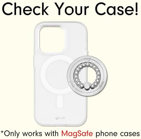 Elevate Your i Phone Experience with the Sonix Magnetic Phone Grip – Stylish Rhinestone Ring Holder for i Phone 12, 13, 14, 15 Series – Effortless 360° Rotation and Secure Mag Safe Compatibility – Sleek Silver/Clear Design for Ultimate Functionality and Fashion