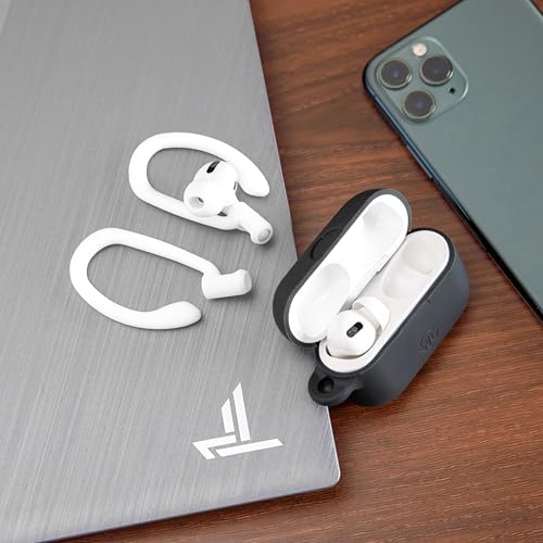 Patented WC Hook Z – Upgraded Over-Ear Hooks for Air Pods Pro 1, 2 & Air Pods 1, 2, 3 | Secure Fit Earbud Accessories with Unique Left & Right Design | Two Size Pairs Included | Winter White | Premium Quality by Wicked Cushions for Maximum Comfort and Stability