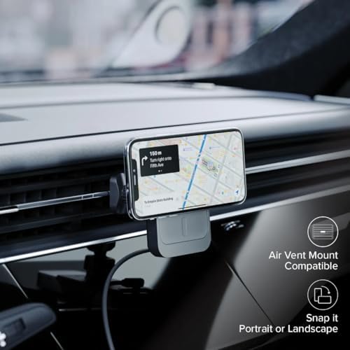 ALOGIC Matrix Magnetic Wireless Car Charger for Seamless Fast Charging – 15 W Qi & Mag Safe Compatible Phone Holder with 180° Adjustable Viewing Angle – Ultimate Convenience for Safe Driving and Easy Access