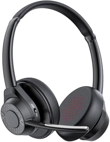 Advanced Bluetooth Headset with Noise-Canceling Microphone – V5.4 Wireless Technology for Effortless Multipoint Connectivity – Ultra-Lightweight Design Perfect for Work, Zoom Meetings, and Mobile Calls – Ideal for Noisy Environments – Stylish Black Finish