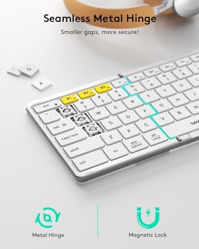 Samsers Portable Foldable Bluetooth Keyboard with Touchpad – Multi-Device Wireless Travel Companion for i OS, Android, Windows & Mac OS – Effortless Workflow with Bluetooth 5.1 and Long Battery Life – Perfect for On-the-Go Professionals