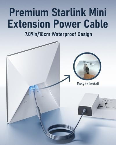 Starlink Mini USB C to DC Waterproof Extension Cable – 18 CM Power Converter Adapter for Enhanced Connectivity, Compatible with 65 W Power Banks and Charger Blocks, Ideal Replacement Accessory for Starlink Mini, Reliable Outdoor Use, Fast Charging Efficiency