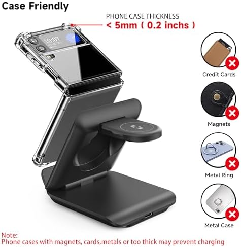 Geyo 2-in-1 Foldable Wireless Charger for Samsung Galaxy Z Flip Series & Galaxy Devices – Travel-Friendly Fast Charging Stand for Galaxy Z Flip 6/5/4/3, S24 Ultra/S23/S22/Note 20, Galaxy Watch 7/Ultra/6/6 Classic – Stylish Green Finish with Enhanced Compatibility and Safety Features