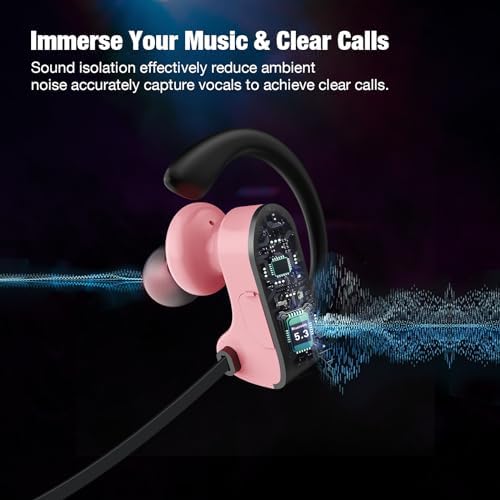 Elevate Your Active Lifestyle with IPX7 Waterproof Bluetooth Wireless Earbuds – 16-Hour Playtime, Exceptional Sound Isolation & Built-in Mic for Effortless Hands-Free Calls – Ideal for Gym, Running, and Outdoor Adventures