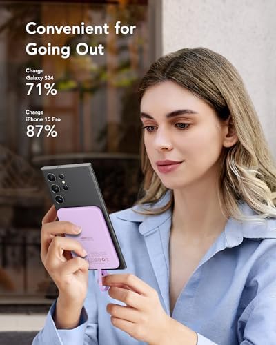 VEEKTOMX 5000 m Ah Ultra-Slim Portable Charger – Lightweight Power Bank with USB-C Cable, Stylish Pink Power Bank for i Phone 15/Plus/Pro/Pro Max & Android – Fast Charging, Ideal for On-the-Go Convenience and Daily Use