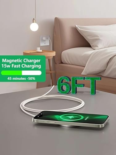 Ultimate 15 W Magnetic Wireless Charger Pad with 6 ft Cable – Fast Charging for i Phone 16 Series, Samsung Galaxy S25 Ultra & Air Pods – 2-Pack with 20 W PD Wall Charger Block – Enhanced Safety Features & 360° Adjustable Design for Optimal Charging Convenience – Ideal for Bed, Couch, and Travel – Experience Rapid, Reliable Charging with Smart Chip Protection Against Overcurrent, Overvoltage, and Overheating – Lightweight, Ultra-Thin Design for On-the-Go Use – Perfect Compatibility with i Phone 12 to 16, and Galaxy S20 to S25 – Enjoy Unmatched Flexibility and Performance in Wireless Charging Solutions!