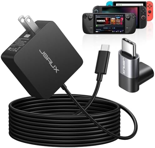 JSAUX 45 W USB C Charger with 5 FT PD 3.0 Cable – Ultimate Fast Charging Solution for Steam Deck, OLED Switch, Mac Book & More – Optimal Power Delivery for i Phone 16/15, Samsung Galaxy S25/S24/S23/S22, i Pad, Pixel Devices – Compact, Durable, and Universally Compatible Charging Accessory