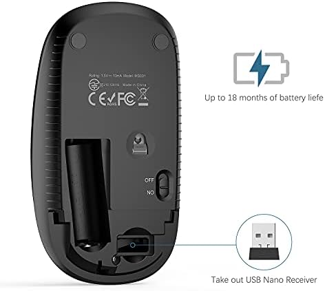Sleek Vssoplor Wireless Mouse – Ultra-Slim Silent Optical Companion for Laptops & PCs | 2.4 GHz Nano Receiver, Perfect for Quiet Workspaces & Travel | Enhanced Compatibility for Windows, Mac & Linux