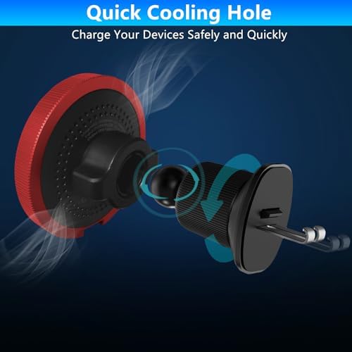 Magnetic Wireless Car Charger Mount for i Phone 16 & 15 – 15 W Fast Charging Air Vent Holder with 60 W Adapter – Secure Mag Safe Compatibility for Effortless Navigation and Hands-Free Driving