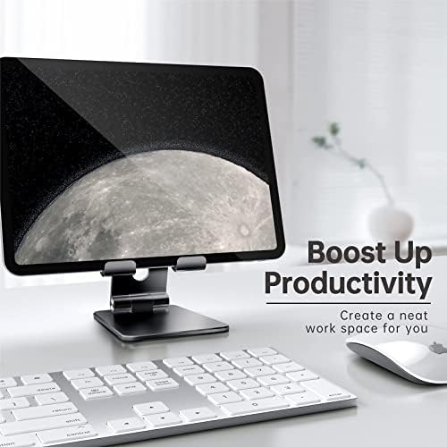 TOPGO Adjustable Cell Phone Stand, [Fully Foldable & Wide Compatibility] Desktop Stand Holder with Charging Port for iPhone, iPad, Kindle, Tablets, Switch – Silver – Enhanced Compatibility and Speed