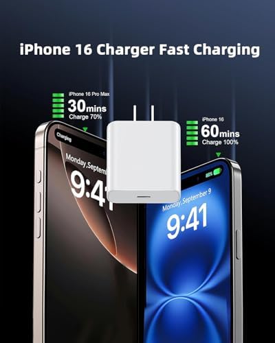 Dual 45 W USB-C Fast Charger Set for Google Pixel 9/9 Pro/8 Series & i Phone 16/16 Pro Max – High-Speed Power Block with 6 FT USB-C to C Cable for Ultimate Compatibility and Convenience