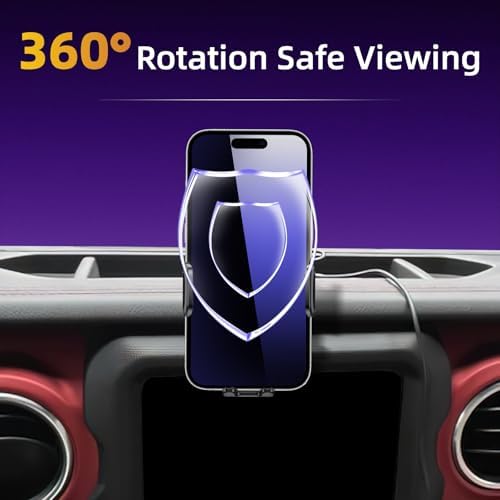 Revolutionary Jeep Wrangler Phone Mount for 2018-2024 Models – Versatile 360-Degree Adjustable Cradle for 4-7 Inch Smartphones – Ultimate Stability & Hands-Free Functionality for Safe Navigation – Quick Installation & Stylish Auto Accessory for Adventurers and Daily Drivers – Enhance Your Driving Safety Today