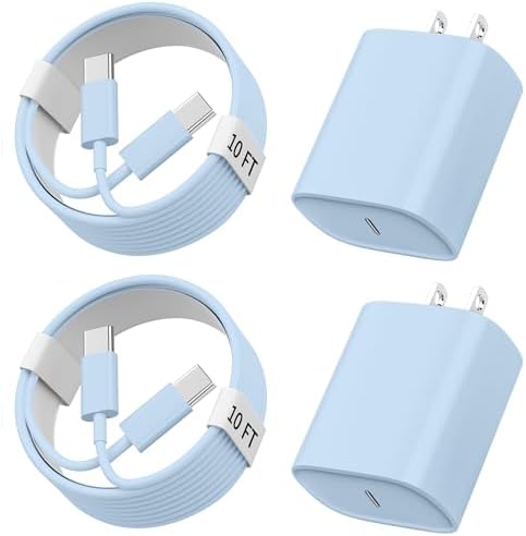 Ultimate 10 FT USB-C Fast Charging Kit for i Phone 16 and 15 – 20 W Power Adapter & Extra Long Cord for Rapid Charging of i Pads and Android Devices – Enhanced Compatibility and Durability for Everyday Use