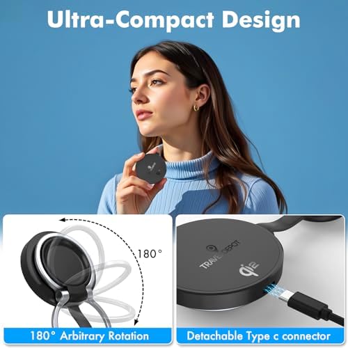 Ultra-Portable 2-in-1 Wireless Charger for Apple Devices – 15 W Qi 2 Certified Magnetic Charging Puck with Built-In Stand for i Phone, Air Pods & Apple Watch – Travel-Friendly Design with Durable USB-C Cable – Streamlined Charging Solution for On-the-Go Connectivity