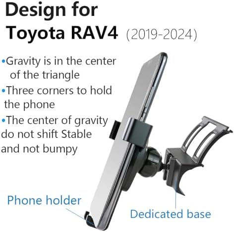 Innovative 360-Degree Car Phone Holder for 2019-2025 Toyota RAV4 – Ultimate Mobile Mount for Safe Navigation and Hands-Free Connectivity – Tailored Fit for LX, XLE, Hybrid LE, SE, Woodland, and Prime SE Models – Effortless Installation, Durable Design, and Enhanced Road Safety