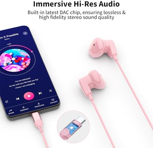 USB C Earbuds for i Phone 16 Pro Max & Android Devices – Premium Hi-Fi Stereo Noise-Canceling Headphones with Built-in Mic for Samsung Galaxy & Google Pixel – Ultimate Comfort & Connectivity for Audiophiles & Casual Listeners