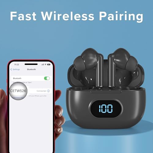 Coby True Wireless Earbuds with Smart Battery Indicator Case | Ultra-Light Bluetooth Earbuds Featuring Built-in Mic and Sweat-Proof Gel Tips | Perfect for Active Lifestyles with Up to 10-Hour Playtime (White) – Seamless Device Compatibility and Effortless Connectivity