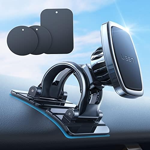 Premium LISEN Magnetic Car Phone Mount for i Phone & Android – 6-Magnet Stability with Adjustable Arch Design for Optimal Navigation in Black – Effortless Hands-Free Convenience and Universal Compatibility