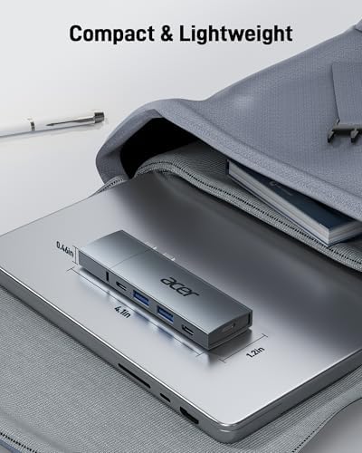 Acer USB C Hub for Mac Book Pro/Air M1 M2 M3 – Ultimate 6-in-2 Detachable Adapter with 4 K@60 Hz HDMI, Dual USB-A & USB-C 3.0 Ports, and 100 W PD Charging for Unmatched Multi-Device Connectivity and Enhanced Productivity Solutions
