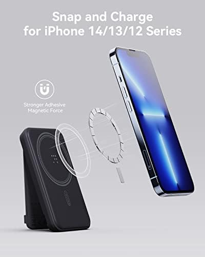 VOLTME Magnetic Power Bank 5,000 m Ah – Foldable Wireless Charger with Kickstand and USB-C Port for i Phone 16/15/14/13/12 Series – Dove Grey, Effortless Alignment for Seamless Charging and Enhanced Portability, Unmatched Battery Performance with American Amprius Technology, Perfect for On-the-Go Use and Reliable Connectivity