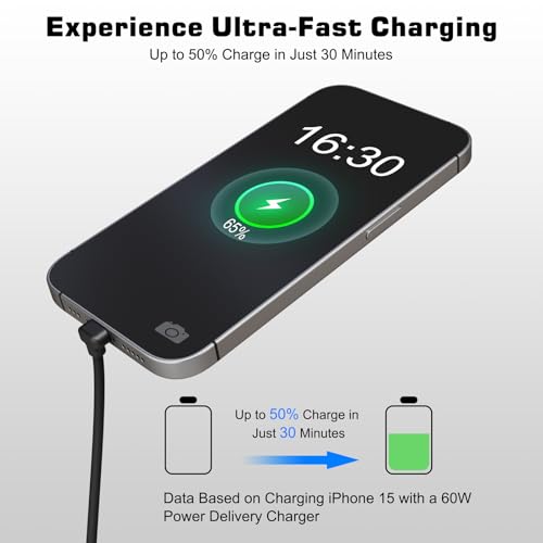 Elevate Your Device Connectivity with the Dbillion Da 10 ft USB C Cable – 90° Right-Angle Connector for Unmatched Comfort in Gaming and Multitasking, 60 W Rapid Charging & High-Speed Data Transfer Compatible with i Phone 15, Galaxy S23, Mac Book Pro & More! Durable Flexibility for Everyday Use!