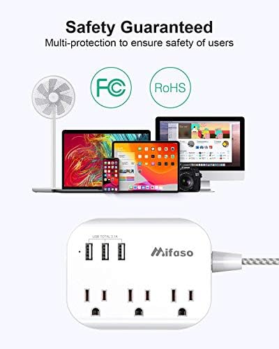 Maximize Your College Dorm Experience with a 15 Ft Power Strip Featuring USB Ports – Flat Extension Cord for Multi-Device Charging, Ideal Desk Accessory for Travel and Cruise Ships, Non-Surge Protector for Enhanced Compatibility and Speed