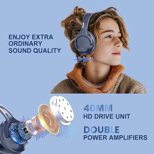 MIDOLA Hi-Fi Bluetooth Over-Ear Headphones – 68-Hour Playtime, Foldable Design for Ultimate Portability, Deep Bass with 6 Custom EQ Modes, Integrated Microphone for Crystal Clear Calls – Perfect for Travel and Home Office Use