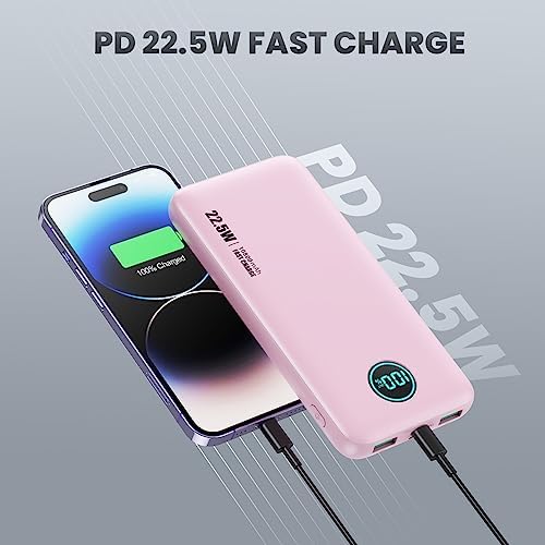 Ultra-Slim 10800 m Ah Portable Power Bank with LCD Display – Dual QC 4.0 & PD Fast Charging for i Phone 15, Android & Samsung Galaxy – Lightweight Travel Companion for Continuous Device Power