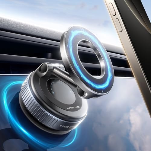 Revolutionize Your Driving with the MRGLAS 2025 Enhanced Vacuum Magnetic Phone Holder – 360° Adjustable, Foldable Magsafe Suction Cup Mount for i Phone & More, Boasting 89+ LBS Suction Power and 2800 gf Magnet Strength – Ultimate Car & Truck Accessory for Men and Women, Unmatched Compatibility and Safety