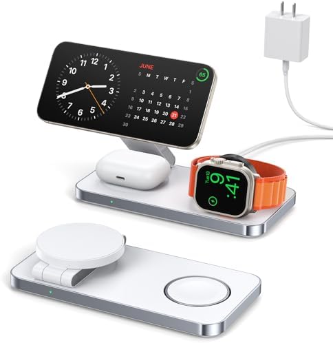 Ultimate 3-in-1 Apple Device Charging Station: Fast Wireless Charger for i Phone 16/15/14/13/12, Apple Watch & Air Pods – Sleek, Compact Design with Enhanced Speed and Versatile Functionality for Home or Office Use