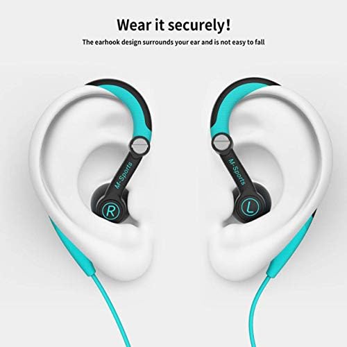 Experience Unmatched Performance with MUCRO Sports Wired Earbuds – Sweatproof Over-Ear Hook Design for Secure Fit, Enhanced Sound Quality, and Integrated Microphone for Calls – Ideal for Running, Gym Workouts, and High-Energy Activities – Compatible with 3.5 mm Jack Devices in Vibrant Green