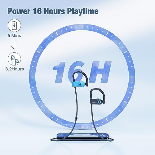 Boean Wireless Bluetooth Earbuds – IPX7 Waterproof Sports Headphones with 16 Hours Playtime & HD Deep Bass Sound for Active Lifestyles – Enhanced Bluetooth 5.3 Connectivity for Seamless Listening and Workout Performance