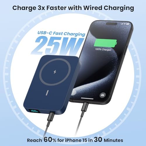 Advanced Magnetic Wireless Power Bank – 10800 m Ah Portable Charger with Foldable Stand, LED Battery Indicator, and 25 W Fast Charging for i Phone 16/15/14/13/12 Pro/Pro Max/Plus – Ultimate Compatibility and Convenience