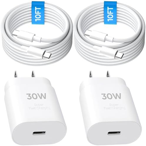 30 W Ultra-Fast USB-C Charger with 6.6 FT Cable for i Phone 16/15 & Galaxy S Series – High-Speed Charging with Safety Features for All Devices – Compact & Portable Power Adapter for On-the-Go Use