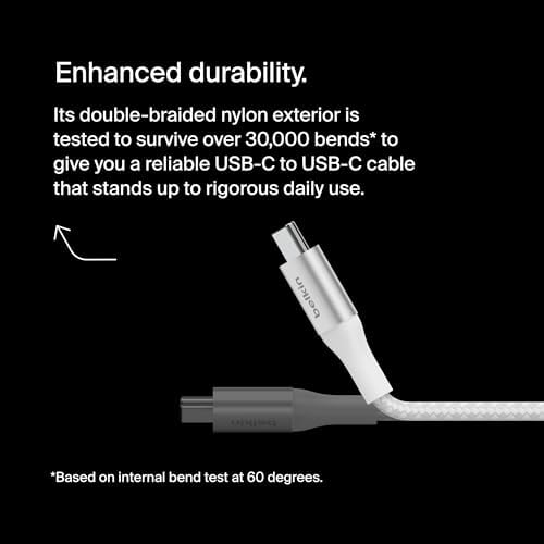 Belkin 6.6 ft USB C to USB C Charging Cable – 240 W Type-C Fast Charger for i Phone 16, Galaxy S25, Pixel 9, Mac Book, i Pad Pro, Chromebook, and Switch Steam Deck – Durable, High-Speed Connection for Enhanced Device Performance – Sleek Black Finish