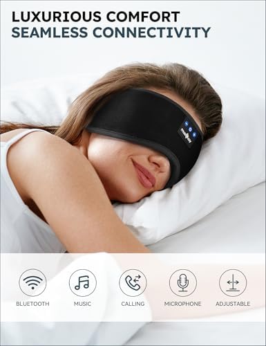 Ultimate Bluetooth Sleep Mask with High-Definition Sound: Perfect for Side Sleepers Seeking Unmatched Comfort and Entertainment – Experience Enhanced Connectivity, Crisp Audio, and Stylish Relaxation for Restful Nights and Mindful Moments – Ideal Gift for Music Lovers and Meditative Souls