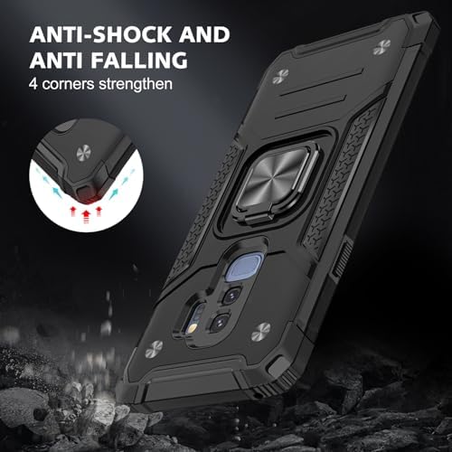 Rugged Military-Grade Shockproof Case for Samsung Galaxy S9 Plus – Red Armor with Built-in Kickstand and Magnetic Car Mount for Ultimate Protection and Style – Perfect for Active Lifestyles