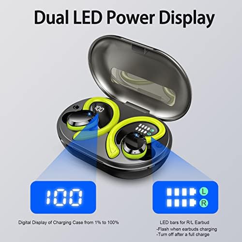 Premium Bluetooth 5.3 Wireless Earbuds with Superior Hi-Fi Stereo Audio | 48-Hour Playtime | IP7 Waterproof for All-Weather Use | Ergonomic Sport Earhooks for Active Lifestyles | ENC Mic for Crystal-Clear Conversations | Ideal for Music Lovers and Fitness Aficionados