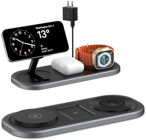 Ultimate 3-in-1 Wireless Charging Station for Apple Devices – Foldable & Portable Charger for i Phone 16/15/14/13/12 Series, Apple Watch Ultra/SE/6/5/4/3/2/1, and Air Pods Pro/2/3/4 – Fast, Efficient, and Travel-Friendly Design for Seamless Power Solutions