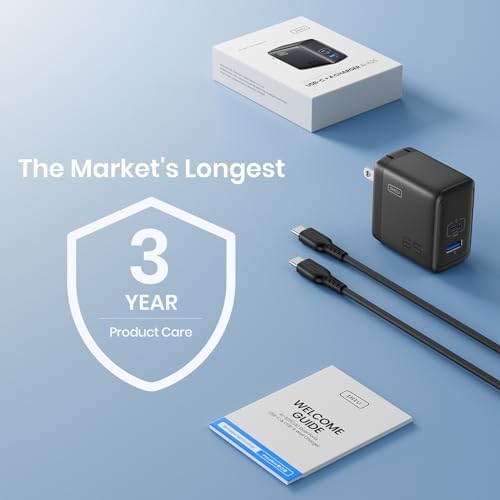 INIU 3-Port USB C Charger Block – 65 W PD Fast Charging Wall Adapter with Compact Foldable Plug, Ga N Technology for Ultimate Efficiency – Multi-Device Compatibility for Mac Book Pro/Air, i Phone 16, Samsung S25, i Pad Pro & More – Travel-Friendly Design for Rapid Power Delivery