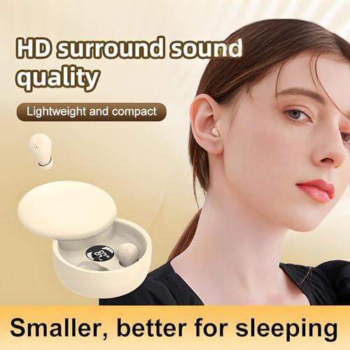 Beige Ergonomic Mini Bluetooth Earbuds – Premium Sound Quality, Hassle-Free Auto Pairing, and IPX5 Waterproof for Active Lifestyles with Ultimate Comfort and Portability