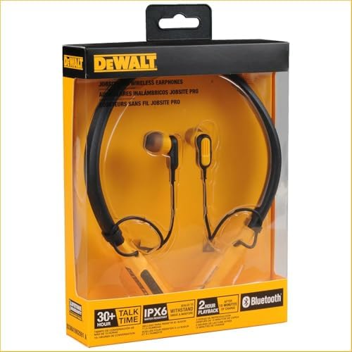 Dewalt Heavy Duty Bluetooth Neckband Earbuds – Premium Wireless Jobsite Headphones with 30-Hour Battery Life, Advanced Noise Isolation & Ergonomic Magnetic Design for Professionals and Everyday Use – Elevate Your Audio Experience with Unmatched Comfort and Connectivity