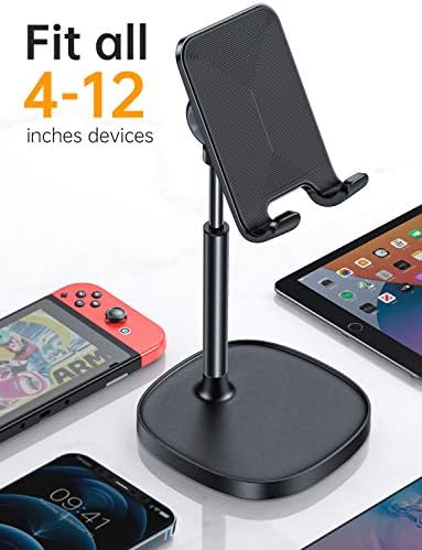 LISEN Cell Phone Stand Adjustable Phone Holer for Desk, Computer Office Desk Accessories for iPhone 16 Holder Women Kitchen Essentials Fits All Mobile Phones Switch Kindle iPads Tablet 4-10in Black – Enhanced Compatibility and Speed