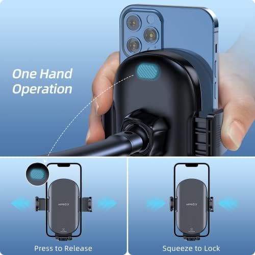 APPS2 15 W Fast Wireless Car Charger & Phone Holder – Versatile Mounting for i Phone 15 Pro Max/Plus, Samsung, LG & More – Ultimate Convenience for Safe Driving with Intelligent Charging Technology – Adjustable Dashboard, Windshield, and Air Vent Compatibility