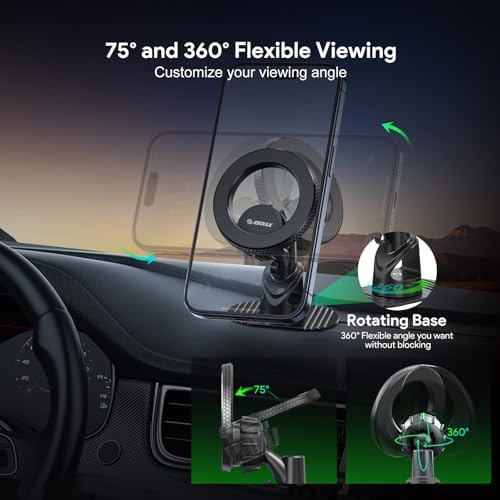 Esoulk Ring Magnetic Car Phone Holder – Ultimate Versatile Mount for Dashboard, Windshield & Air Vent – Strong Magnetic Grip for Enhanced Driving Safety – Compatible with Mag Safe & All Smartphone Models – Effortless Installation, Sleek Design, and Optimal Convenience for Modern Drivers