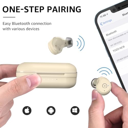 TOZO NC9 Hybrid Active Noise Cancelling Wireless Earbuds – Premium Deep Bass Bluetooth 5.3 Earphones with IPX6 Waterproof Rating for Ultimate Durability, Ergonomic In-Ear Design for Comfort During Workouts and Outdoor Adventures, Perfect for Audiophiles and Casual Listeners Seeking Immersive Sound Quality