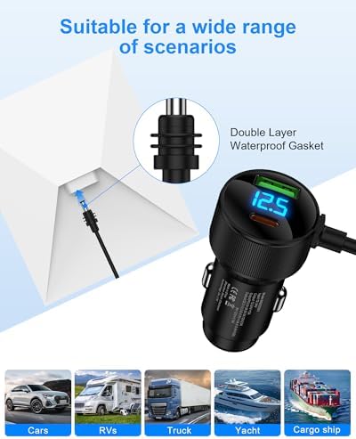 Starlink Mini Car Adapter – Dual-Port Waterproof Fast Charger with PD30 W & QC18 W, 10 FT 12 V DC Power Cable for Ultimate Compatibility in Cars, Trucks, Vans, and Yachts – Reliable Power On-the-Go