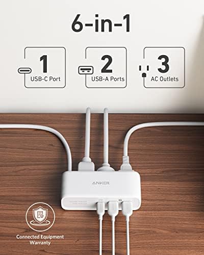 Anker 521 Power Strip Charging Station – 3 AC Outlets & 30 W USB-C Charger for Fast, Efficient Power Delivery | Ideal for Home, Office, Dorm, and Travel | Versatile 5 ft Extension Cord for Enhanced Flexibility | Compatible with i Phone 16/15 and More Devices